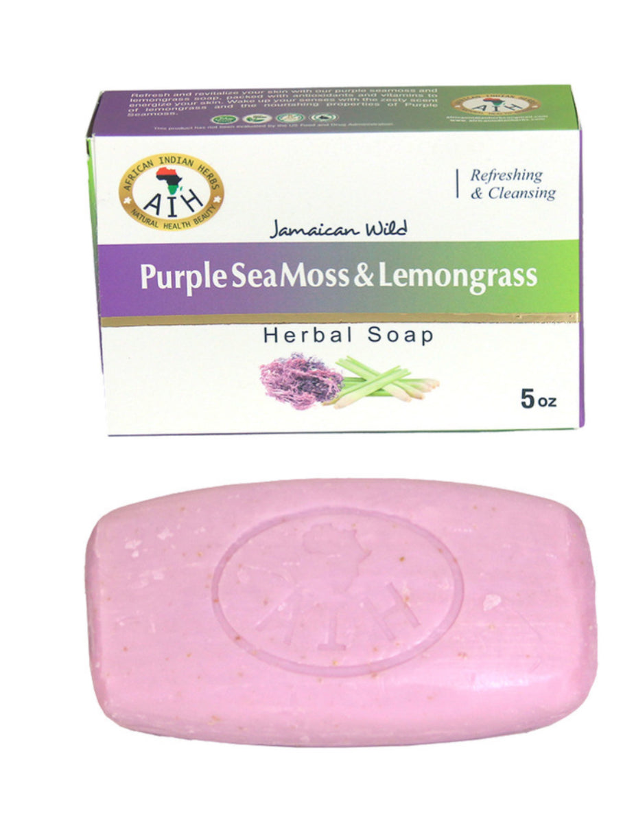 2 bars- Purple Sea Moss & lemongrass herbal soap