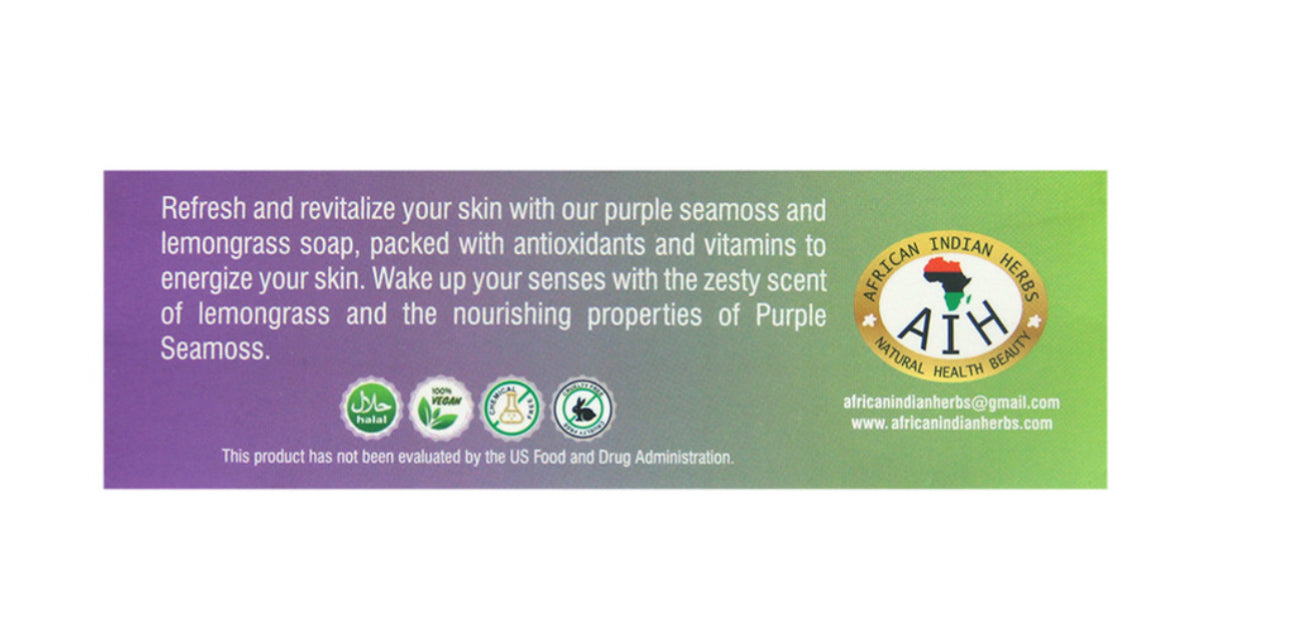2 bars- Purple Sea Moss & lemongrass herbal soap