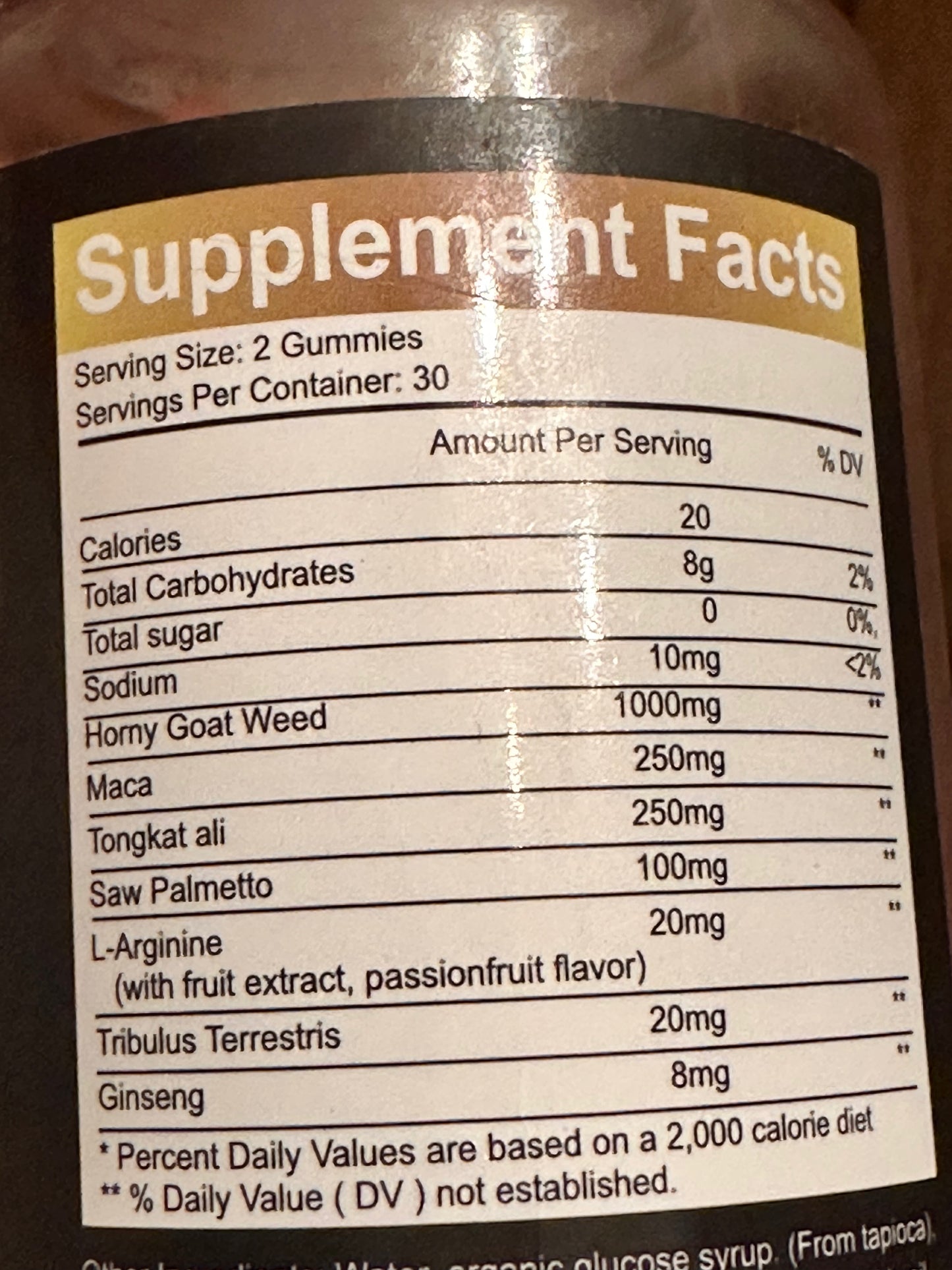 Horny Goat weed xtra strength Gummies, Strawberry 0 grams sugar